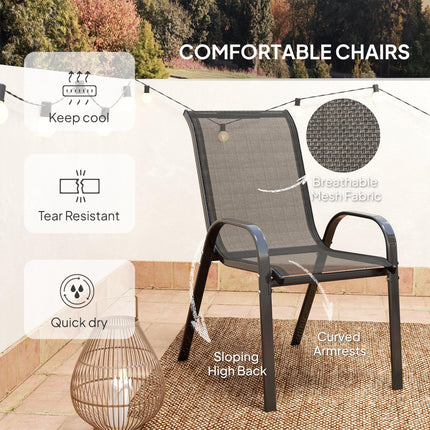 Three-Piece Outdoor Garden Set with Table and Chairs - Black