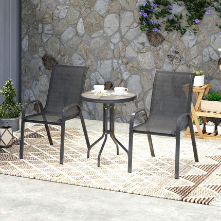 Three-Piece Outdoor Garden Set with Table and Chairs - Black