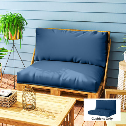 2 Seater Outdoor Pallet Furniture Cushions 20cm Thick UPF20+ 220gsm Fabric - Navy Blue