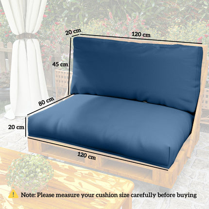 2 Seater Outdoor Pallet Furniture Cushions 20cm Thick UPF20+ 220gsm Fabric - Navy Blue