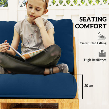2 Seater Outdoor Pallet Furniture Cushions 20cm Thick UPF20+ 220gsm Fabric - Navy Blue