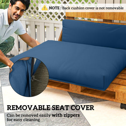 2 Seater Outdoor Pallet Furniture Cushions 20cm Thick UPF20+ 220gsm Fabric - Navy Blue
