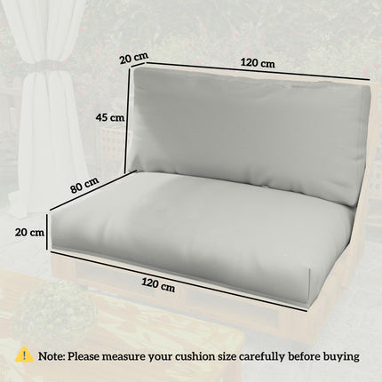 2 Seater Outdoor Pallet Furniture Cushions 20cm Thick UPF20+ 220gsm Fabric - Light Grey