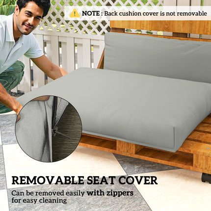 2 Seater Outdoor Pallet Furniture Cushions 20cm Thick UPF20+ 220gsm Fabric - Light Grey