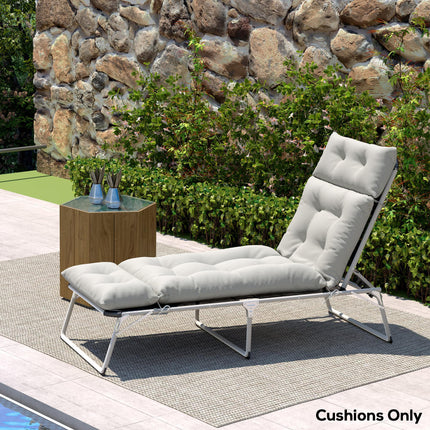 Sun Lounger Cushions Only, 190x56x10cm Garden Lounge Chair Cushions, UPF20+ 220g
