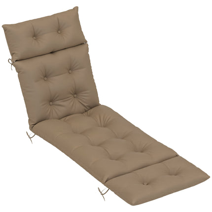 Set of 2 Sun Lounger Cushions with Ties UPF20+ Fabric - Khaki
