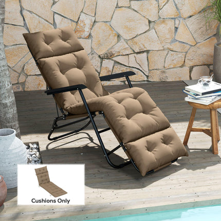 Set of 2 Sun Lounger Cushions with Ties UPF20+ Fabric - Khaki