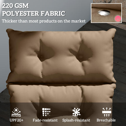 Set of 2 Sun Lounger Cushions with Ties UPF20+ Fabric - Khaki