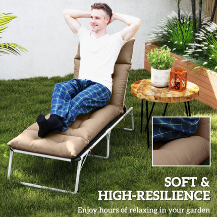 Set of 2 Sun Lounger Cushions with Ties UPF20+ Fabric - Khaki
