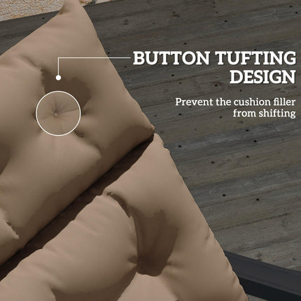 Set of 2 Sun Lounger Cushions with Ties UPF20+ Fabric - Khaki