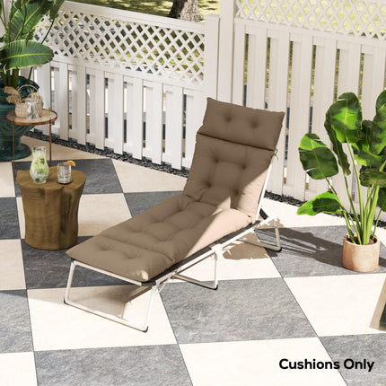 Set of 2 Sun Lounger Cushions with Ties UPF20+ Fabric - Khaki