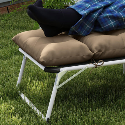 Set of 2 Sun Lounger Cushions with Ties UPF20+ Fabric - Khaki