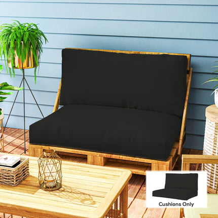 2 Seater Pallet Furniture Cushion Set with UPF20+ Fabric - Black