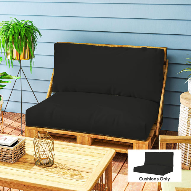2 Seater Pallet Furniture Cushion Set with UPF20+ Fabric - Black
