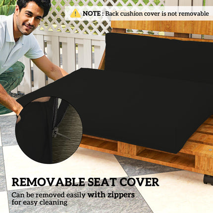 2 Seater Pallet Furniture Cushion Set with UPF20+ Fabric - Black