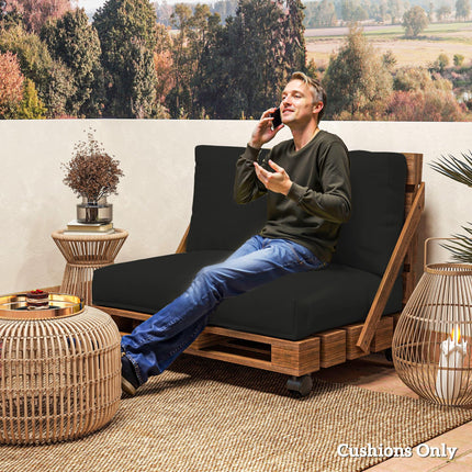 2 Seater Pallet Furniture Cushion Set with UPF20+ Fabric - Black