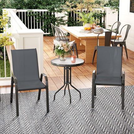 Three-Piece Outdoor Garden Set with Table and Chairs - Grey
