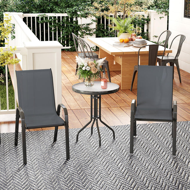Three-Piece Outdoor Garden Set with Table and Chairs - Grey