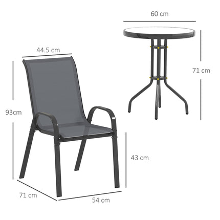 Three-Piece Outdoor Garden Set with Table and Chairs - Grey