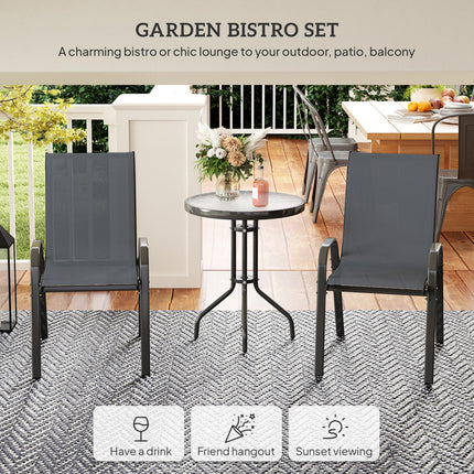 Three-Piece Outdoor Garden Set with Table and Chairs - Grey
