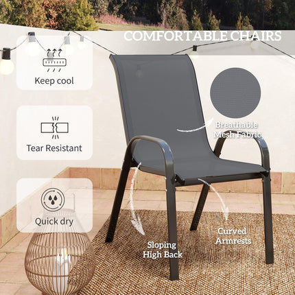 Three-Piece Outdoor Garden Set with Table and Chairs - Grey