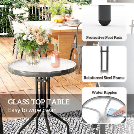 Three-Piece Outdoor Garden Set with Table and Chairs - Grey