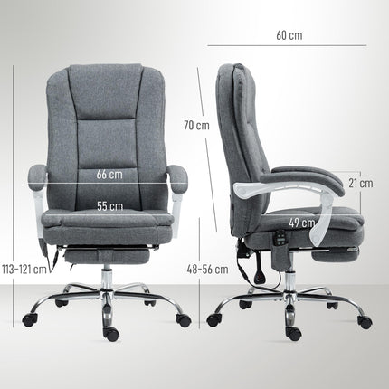 Executive Office Chair with 6-Point Massage, Heat, Reclining Backrest, Footrest & Remote - Grey