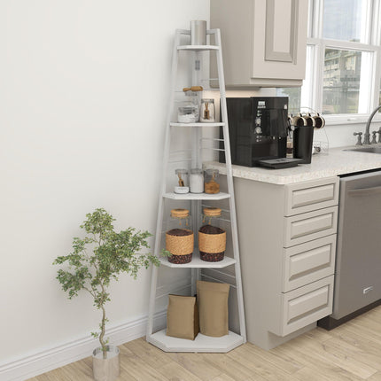 Five-Tier Corner Shelf - White
