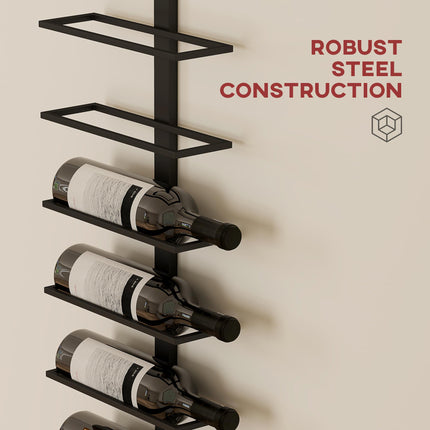 10-Tier Wall Mount Steel Wine Rack for 10 Bottles - Black