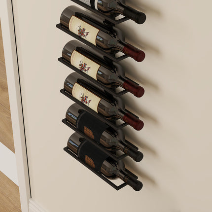 10-Tier Wall Mount Steel Wine Rack for 10 Bottles - Black