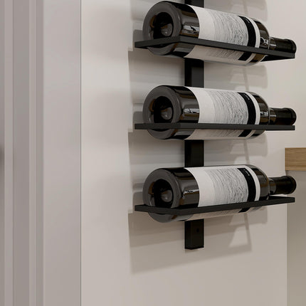 10-Tier Wall Mount Steel Wine Rack for 10 Bottles - Black
