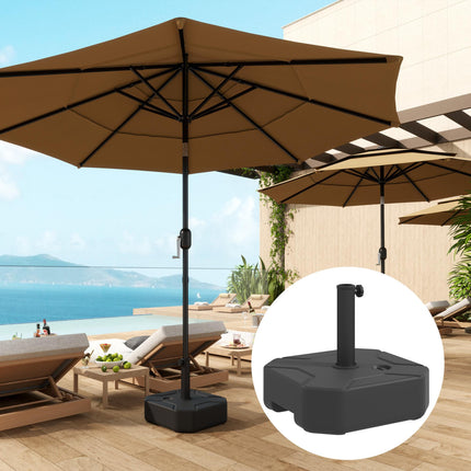 Square Heavy Duty Garden Parasol Base for 38 & 48mm Poles, 25kg Sand or 20kg Water Fill - Black