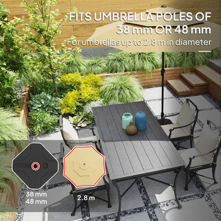 Square Heavy Duty Garden Parasol Base for 38 & 48mm Poles, 25kg Sand or 20kg Water Fill - Black