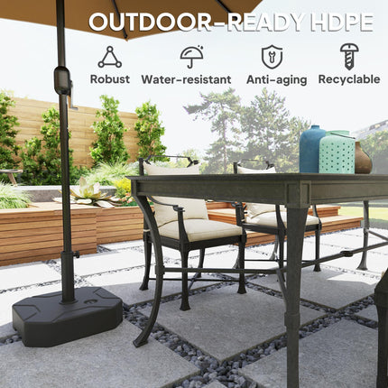 Square Heavy Duty Garden Parasol Base for 38 & 48mm Poles, 25kg Sand or 20kg Water Fill - Black