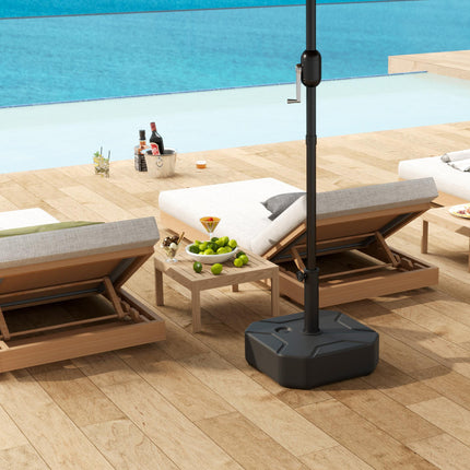 Square Heavy Duty Garden Parasol Base for 38 & 48mm Poles, 25kg Sand or 20kg Water Fill - Black