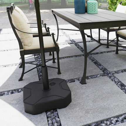 Square Heavy Duty Garden Parasol Base for 38 & 48mm Poles, 25kg Sand or 20kg Water Fill - Black