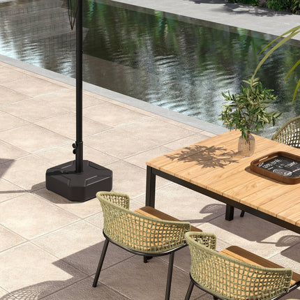 Square Heavy Duty Garden Parasol Base for 38 & 48mm Poles, 25kg Sand or 20kg Water Fill - Black