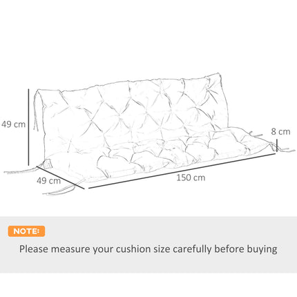 Three-Seater Bench Cushion 150cm with Tie Fastenings - Khaki