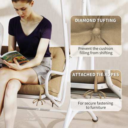Three-Seater Bench Cushion 150cm with Tie Fastenings - Khaki