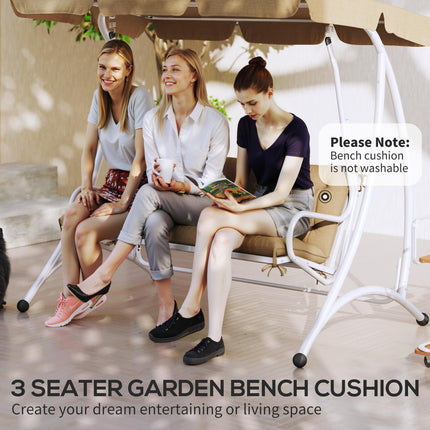 Three-Seater Bench Cushion 150cm with Tie Fastenings - Khaki