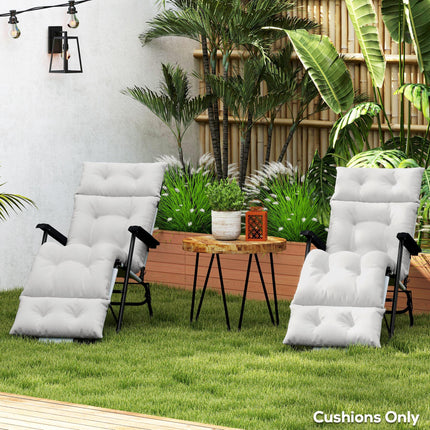 Set of 2 Sun Lounger Cushions with High-Resilience Foam - Light Grey