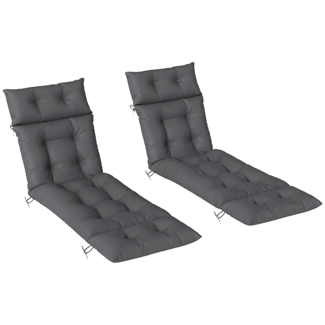 Set of 2 Sun Lounger Cushions 190 x 56 cm - Dark Grey