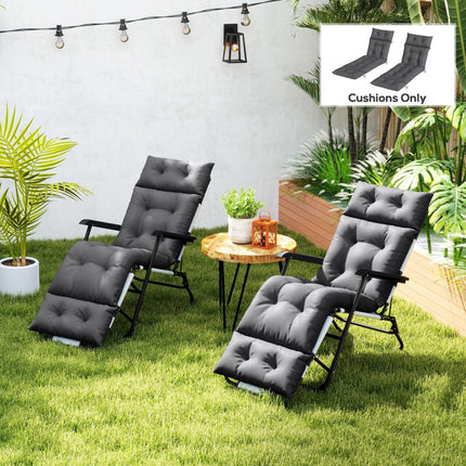 Set of 2 Sun Lounger Cushions 190 x 56 cm - Dark Grey