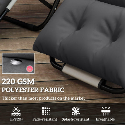 Set of 2 Sun Lounger Cushions 190 x 56 cm - Dark Grey