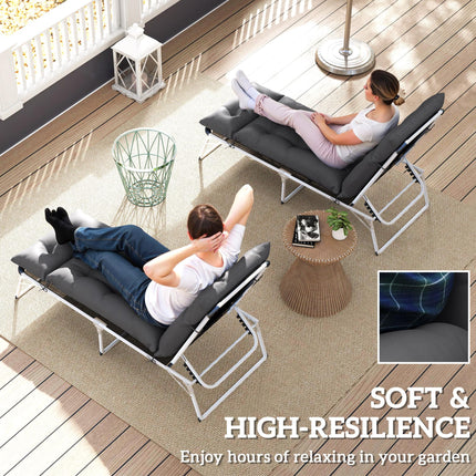 Set of 2 Sun Lounger Cushions 190 x 56 cm - Dark Grey