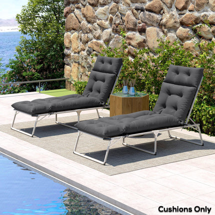 Set of 2 Sun Lounger Cushions 190 x 56 cm - Dark Grey