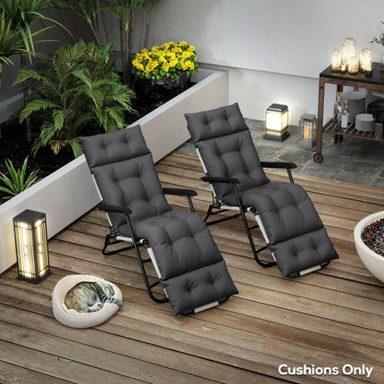 Set of 2 Sun Lounger Cushions 190 x 56 cm - Dark Grey