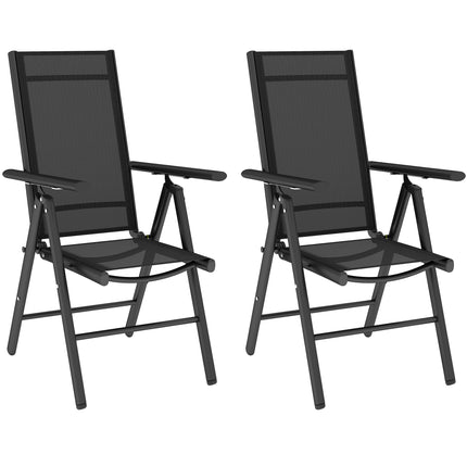 Set of 2 Folding Camping Chairs with Aluminium Frame and Breathable Mesh - Black