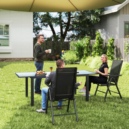 Set of 2 Folding Camping Chairs with Aluminium Frame and Breathable Mesh - Black