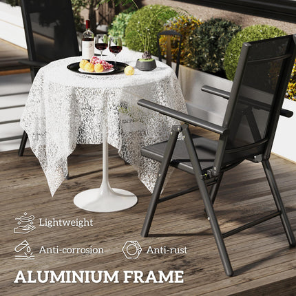 Set of 2 Folding Camping Chairs with Aluminium Frame and Breathable Mesh - Black